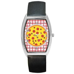 Pizza Table Pepperoni Sausage Barrel Style Metal Watch by Ravend