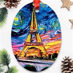 Eiffel Tower Starry Night Print Van Gogh Oval Ornament (Two Sides) Front