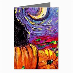 Halloween Art Starry Night Hallows Eve Black Cat Pumpkin Greeting Card by Modalart