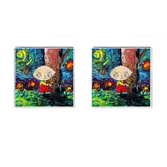 Cartoon Starry Night Vincent Van Gogh Cufflinks (square) by Modalart