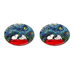 Dog House Vincent Van Gogh s Starry Night Parody Cufflinks (oval) by Modalart