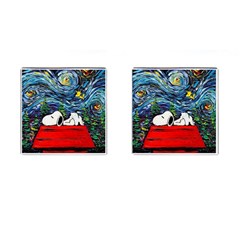 Dog House Vincent Van Gogh s Starry Night Parody Cufflinks (square) by Modalart