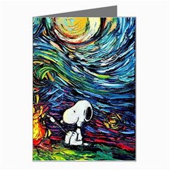 Dog Cartoon Starry Night Print Van Gogh Parody Greeting Card by Modalart