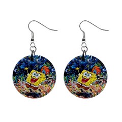 Art Cartoon Starry Night Van Gogh Mini Button Earrings by Modalart