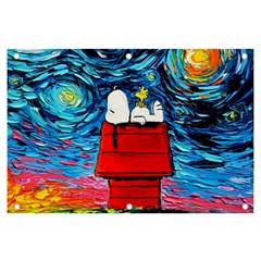 Red House Dog Cartoon Starry Night Banner And Sign 6  X 4  by Modalart