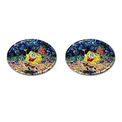 Art Cartoon Starry Night Van Gogh Cufflinks (oval) by Modalart