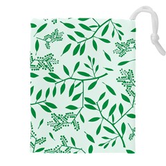 Leaves Foliage Green Wallpaper Drawstring Pouch (5xl) by Amaryn4rt