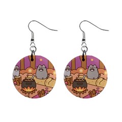 Pusheen Cute Fall The Cat Mini Button Earrings by Modalart