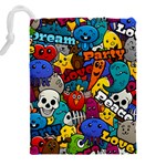 Graffiti Characters Seamless Pattern Drawstring Pouch (4XL) Back