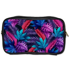 Background With Violet Blue Tropical Leaves Toiletries Bag (two Sides) by Bedest