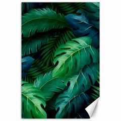 Tropical Green Leaves Background Canvas 24  X 36  by Bedest