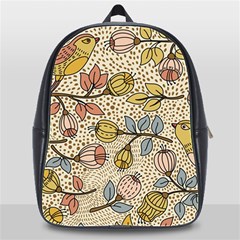 Seamless Pattern With Flower Bird School Bag (xl) by Bedest