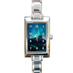 Aurora Borealis Mountain Reflection Rectangle Italian Charm Watch Front