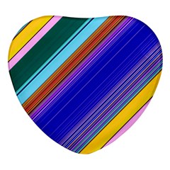 Color Lines Slanting Green Blue Heart Glass Fridge Magnet (4 Pack) by Pakjumat