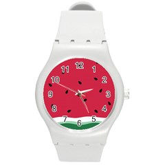 Minimalist Summer Watermelon Wallpaper Round Plastic Sport Watch (m) by Pakjumat