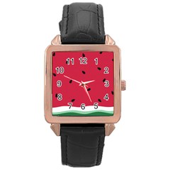 Minimalist Summer Watermelon Wallpaper Rose Gold Leather Watch  by Pakjumat