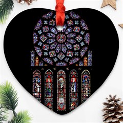 Chartres Cathedral Notre Dame De Paris Stained Glass Ornament (heart) by Maspions