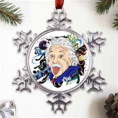 Albert Einstein Physicist Metal Large Snowflake Ornament by Maspions