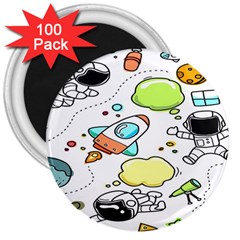 Sketch Cartoon Space Set 3  Magnets (100 Pack) by Hannah976