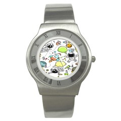 Sketch Cartoon Space Set Stainless Steel Watch by Hannah976