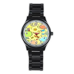 Cute Sketch Child Graphic Funny Stainless Steel Round Watch by Hannah976