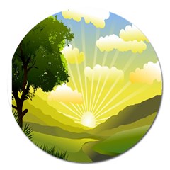 Wallpaper Background Landscape Magnet 5  (round) by Hannah976