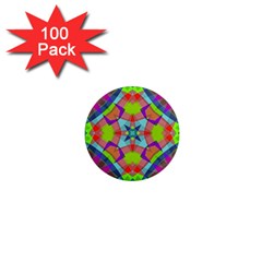 Farbenpracht Kaleidoscope Pattern 1  Mini Magnets (100 Pack)  by Hannah976