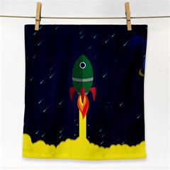 Rocket Halftone Astrology Astronaut Face Towel by Sarkoni