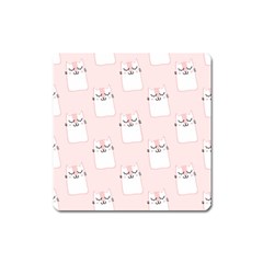 Pattern Pink Cute Sweet Fur Cats Square Magnet by Sarkoni