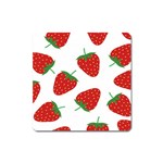 Seamless Pattern Fresh Strawberry Square Magnet Front