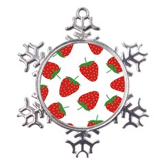 Seamless Pattern Fresh Strawberry Metal Large Snowflake Ornament by Sarkoni