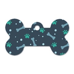 Bons Foot Prints Pattern Background Dog Tag Bone (two Sides) by Grandong