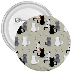 Cute Cat Seamless Pattern 3  Buttons by Apen