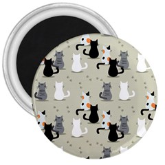 Cute Cat Seamless Pattern 3  Magnets by Apen