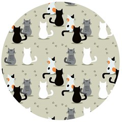 Cute Cat Seamless Pattern Wooden Bottle Opener (round) by Apen