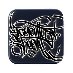 Hip Hop Music Drawing Art Graffiti Square Metal Box (black) by Sarkoni