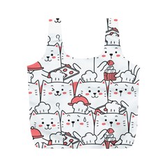 Cute Cat Chef Cooking Seamless Pattern Cartoon Full Print Recycle Bag (m) by Bedest