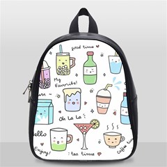 Drinks Cocktails Doodles Coffee School Bag (small) by Apen