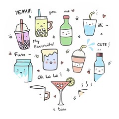 Drinks Cocktails Doodles Coffee Wooden Puzzle Heart by Apen