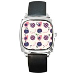 Fruits Halves Pattern Design Square Metal Watch Front