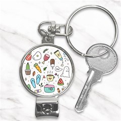 Doodle Fun Food Drawing Cute Nail Clippers Key Chain by Apen