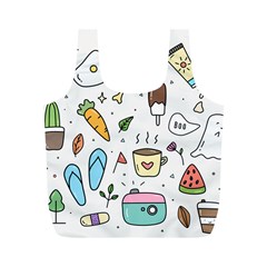 Doodle Fun Food Drawing Cute Full Print Recycle Bag (m) by Apen