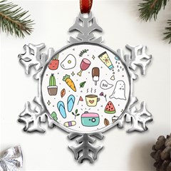 Doodle Fun Food Drawing Cute Metal Small Snowflake Ornament by Apen