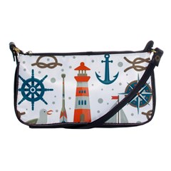 Nautical Elements Pattern Background Shoulder Clutch Bag by Grandong