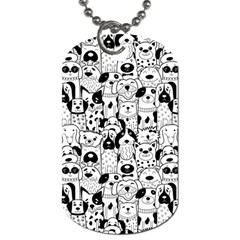 Seamless Pattern With Black White Doodle Dogs Dog Tag (one Side) by Grandong