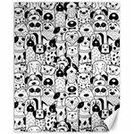 Seamless Pattern With Black White Doodle Dogs Canvas 11  x 14  10.95 x13.48  Canvas - 1