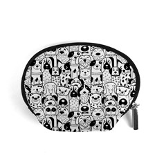 Seamless Pattern With Black White Doodle Dogs Accessory Pouch (small) by Grandong