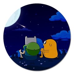 Adventure Time Jake And Finn Night Magnet 5  (round) by Sarkoni