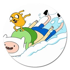 Adventure Time Finn And Jake Snow Magnet 5  (round) by Sarkoni