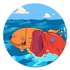 Adventure Time Fish Landscape Magnet 5  (round) by Sarkoni